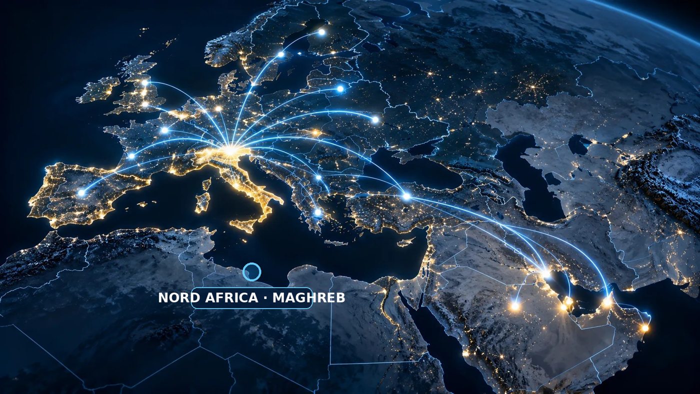 Mappa delle aree internazionali di attività: Europa, Medio Oriente e Nord Africa